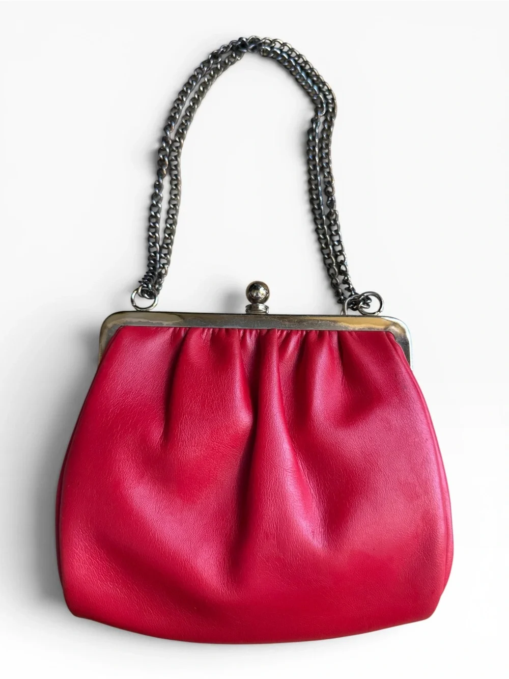 Vintage Red Leather Kiss-Lock Purse from Simpson's Luggage and Furs, Vermont